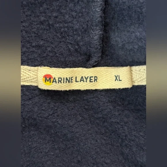 Marine Layer Hoodie Mens XL Blue Full Zip Sweatshirt TENCEL Modal Blend Pockets - Picture 6 of 10